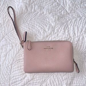 Coach light pink wrist wallet